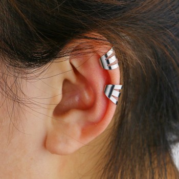 Кафф "Зажим. Три полоски". Нержавеющая сталь. Цена за 1 шт